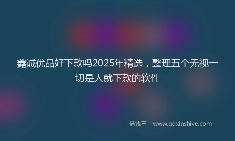 鑫诚优品好下款吗2025年精选，整理五个无视一切是人就下款的软件