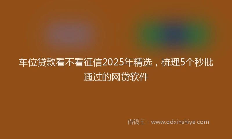 车位贷款看不看征信2025年精选，梳理5个秒批通过的网贷软件