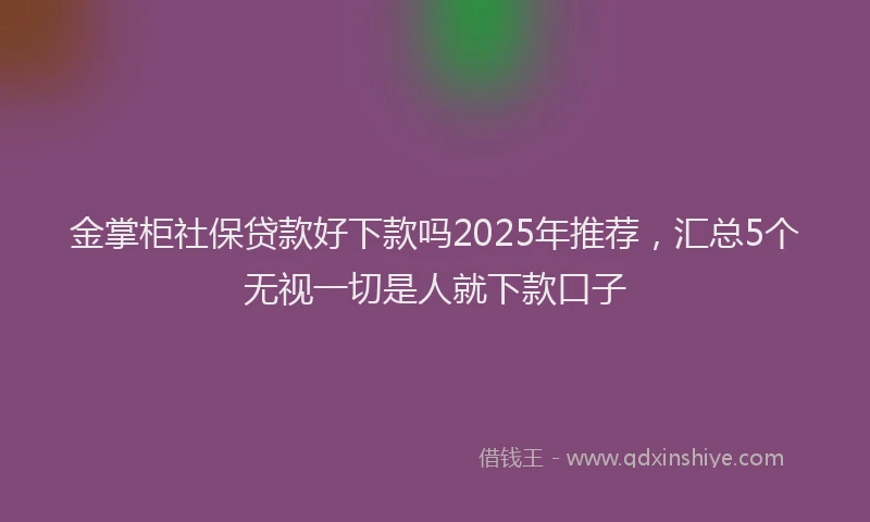 金掌柜社保贷款好下款吗2025年推荐，汇总5个无视一切是人就下款口子