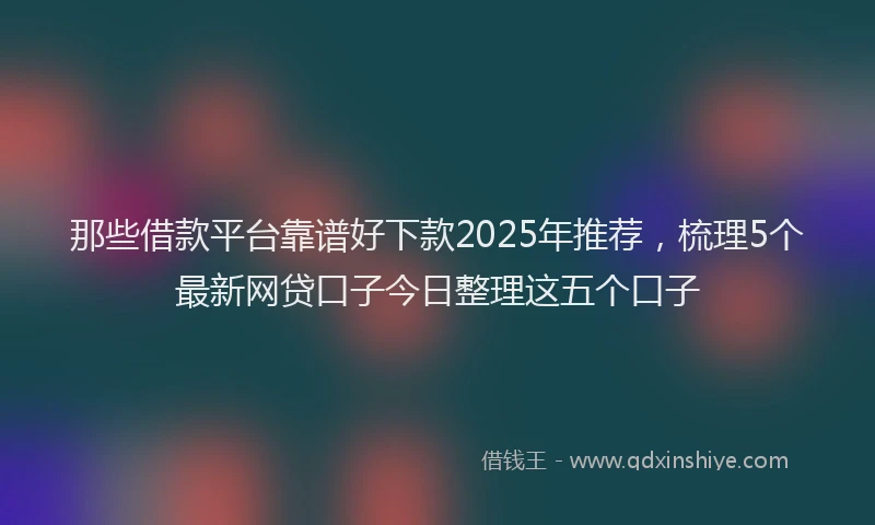 那些借款平台靠谱好下款2025年推荐，梳理5个最新网贷口子今日整理这五个口子