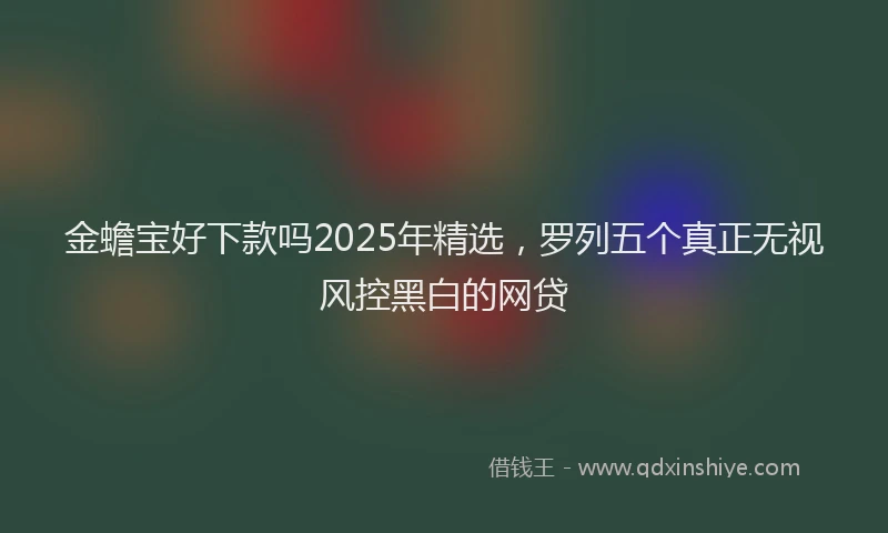金蟾宝好下款吗2025年精选，罗列五个真正无视风控黑白的网贷