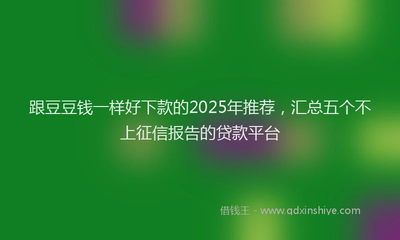 跟豆豆钱一样好下款的2025年推荐，汇总五个不上征信报告的贷款平台