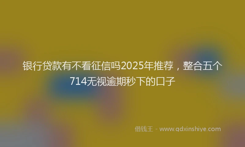 银行贷款有不看征信吗2025年推荐，整合五个714无视逾期秒下的口子