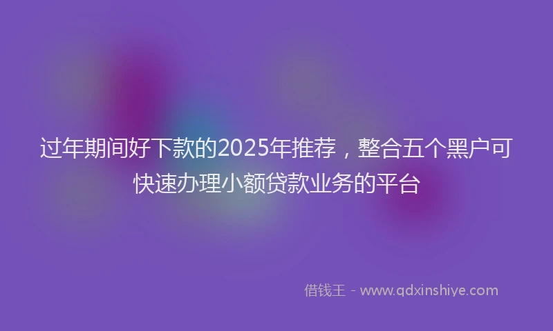 过年期间好下款的2025年推荐，整合五个黑户可快速办理小额贷款业务的平台