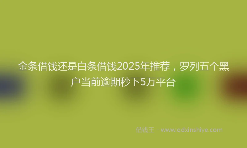 金条借钱还是白条借钱2025年推荐，罗列五个黑户当前逾期秒下5万平台