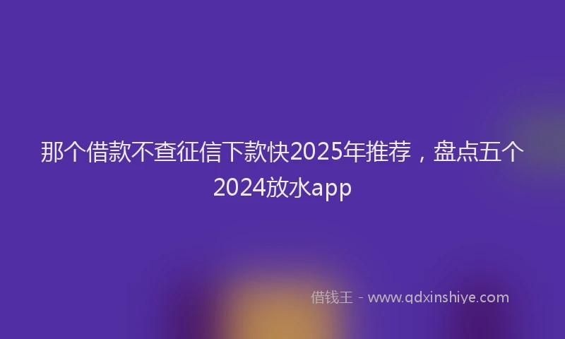 那个借款不查征信下款快2025年推荐，盘点五个2024放水app