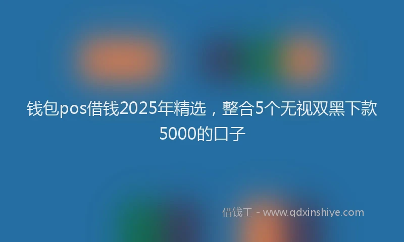 钱包pos借钱2025年精选，整合5个无视双黑下款5000的口子