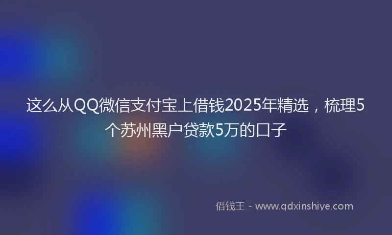这么从QQ微信支付宝上借钱2025年精选，梳理5个苏州黑户贷款5万的口子