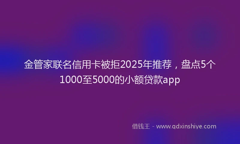 金管家联名信用卡被拒2025年推荐，盘点5个1000至5000的小额贷款app