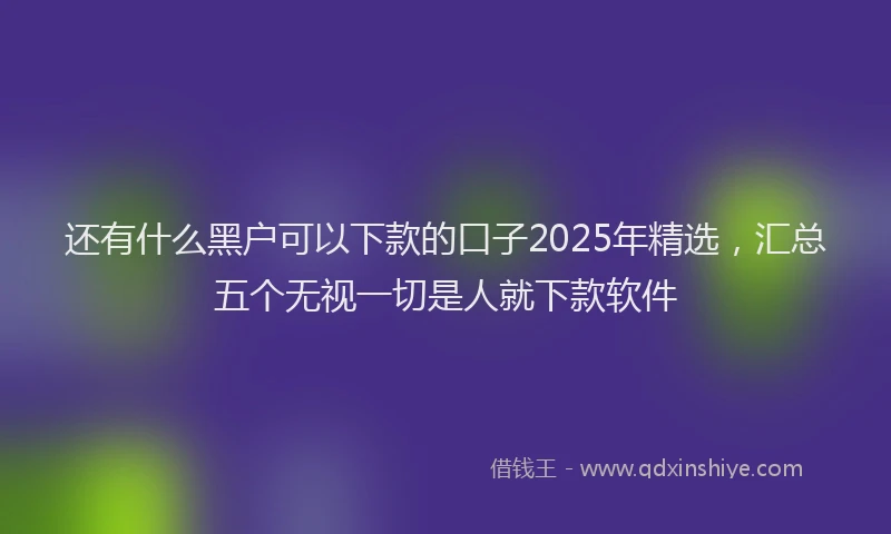 还有什么黑户可以下款的口子2025年精选，汇总五个无视一切是人就下款软件