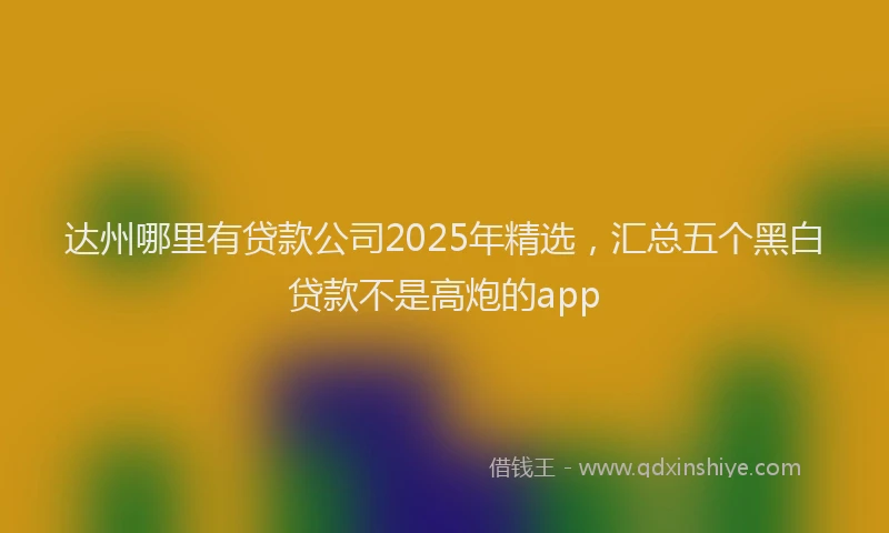 达州哪里有贷款公司2025年精选，汇总五个黑白贷款不是高炮的app