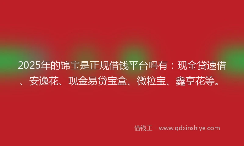 2025年的锦宝是正规借钱平台吗有：现金贷速借、安逸花、现金易贷宝盒、微粒宝、鑫享花等。