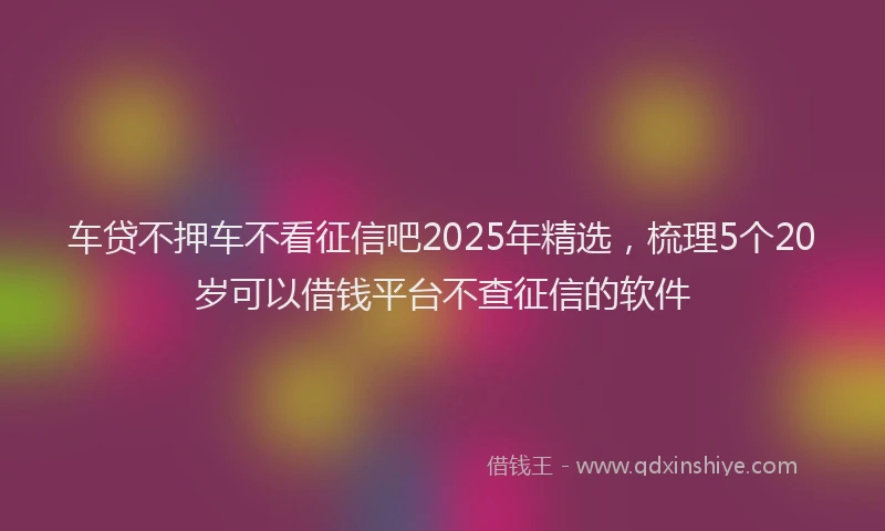 车贷不押车不看征信吧2025年精选，梳理5个20岁可以借钱平台不查征信的软件