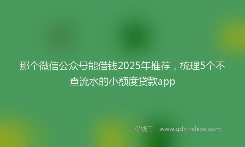 那个微信公众号能借钱2025年推荐，梳理5个不查流水的小额度贷款app