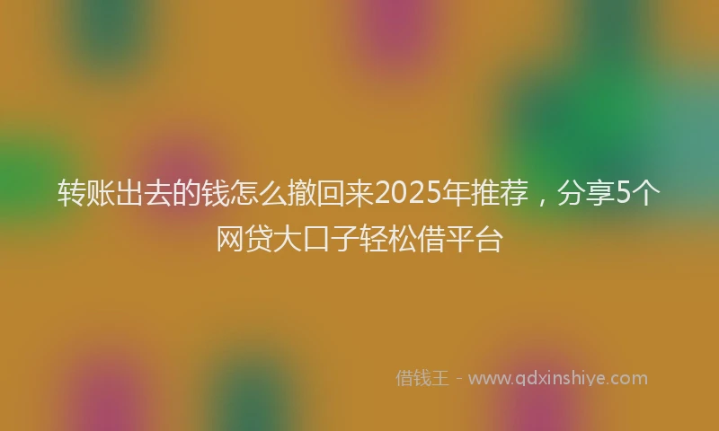 转账出去的钱怎么撤回来2025年推荐，分享5个网贷大口子轻松借平台