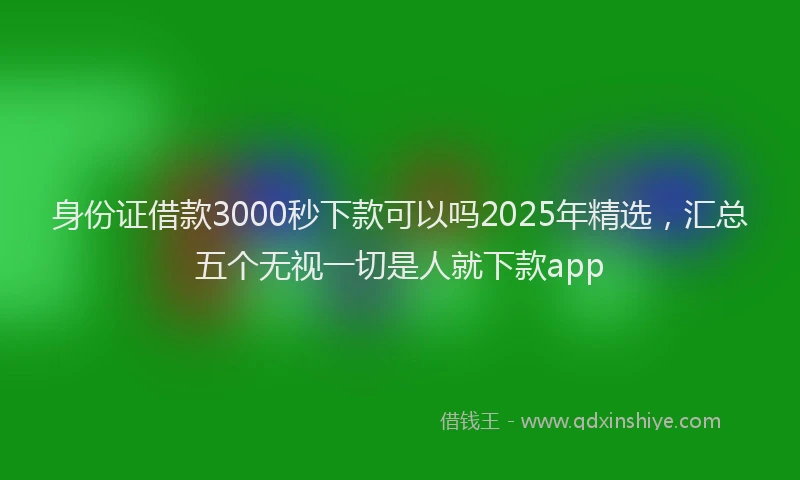 身份证借款3000秒下款可以吗2025年精选，汇总五个无视一切是人就下款app