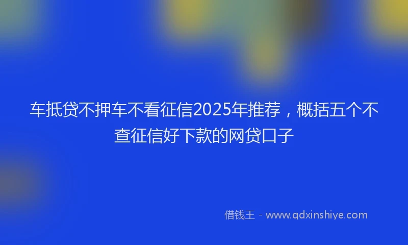 车抵贷不押车不看征信2025年推荐，概括五个不查征信好下款的网贷口子