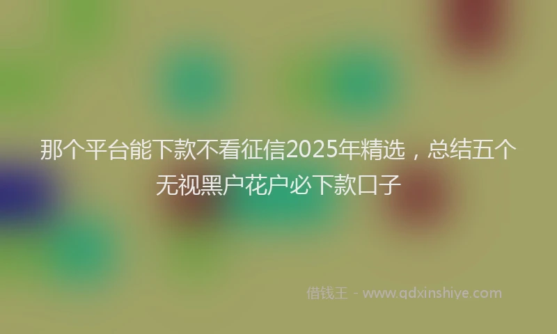 那个平台能下款不看征信2025年精选，总结五个无视黑户花户必下款口子