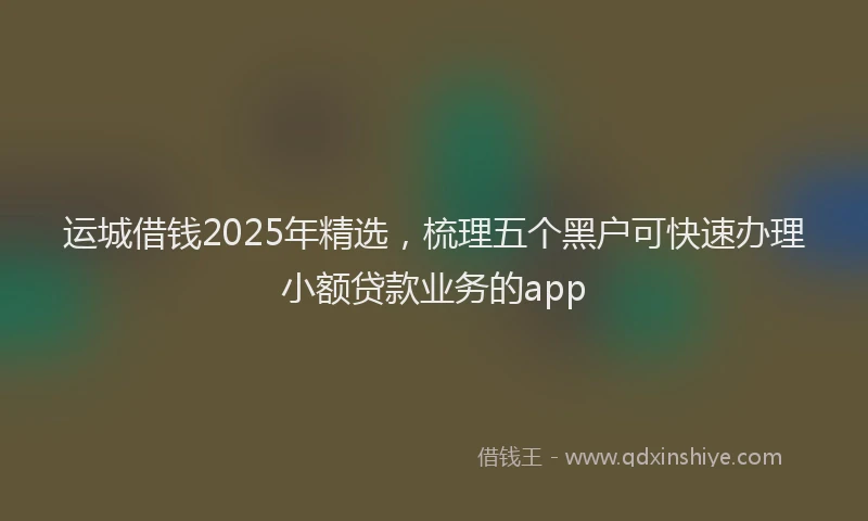 运城借钱2025年精选，梳理五个黑户可快速办理小额贷款业务的app