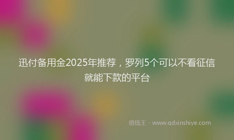 迅付备用金2025年推荐，罗列5个可以不看征信就能下款的平台
