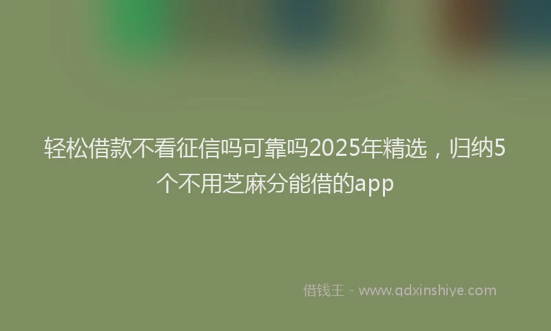 轻松借款不看征信吗可靠吗2025年精选，归纳5个不用芝麻分能借的app