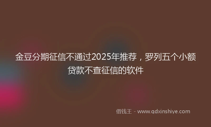 金豆分期征信不通过2025年推荐，罗列五个小额贷款不查征信的软件