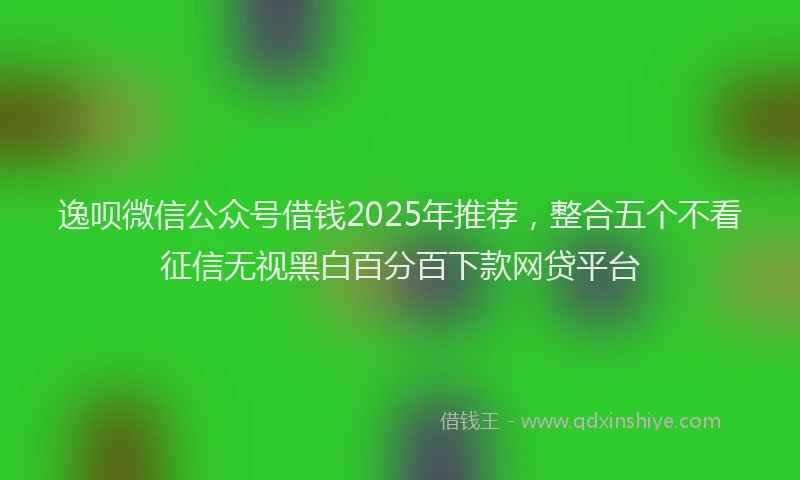 逸呗微信公众号借钱2025年推荐，整合五个不看征信无视黑白百分百下款网贷平台