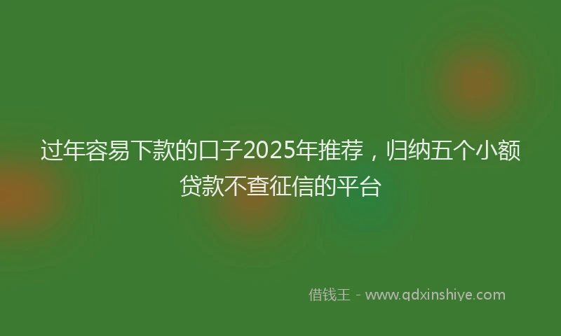 过年容易下款的口子2025年推荐，归纳五个小额贷款不查征信的平台