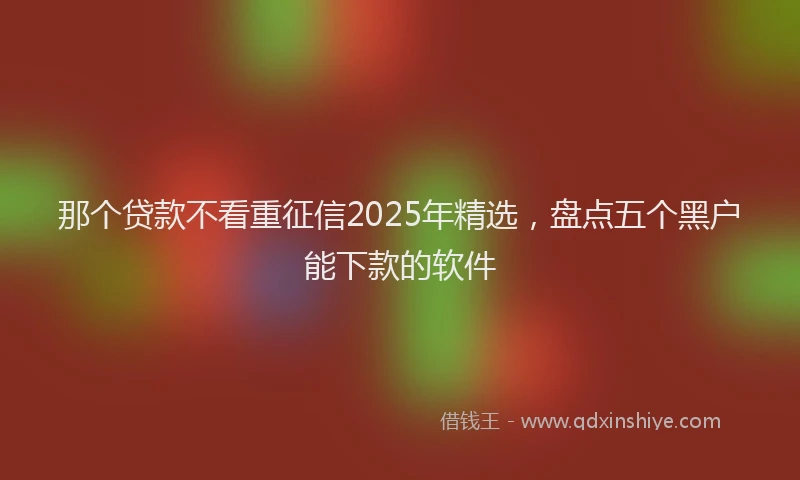 那个贷款不看重征信2025年精选，盘点五个黑户能下款的软件