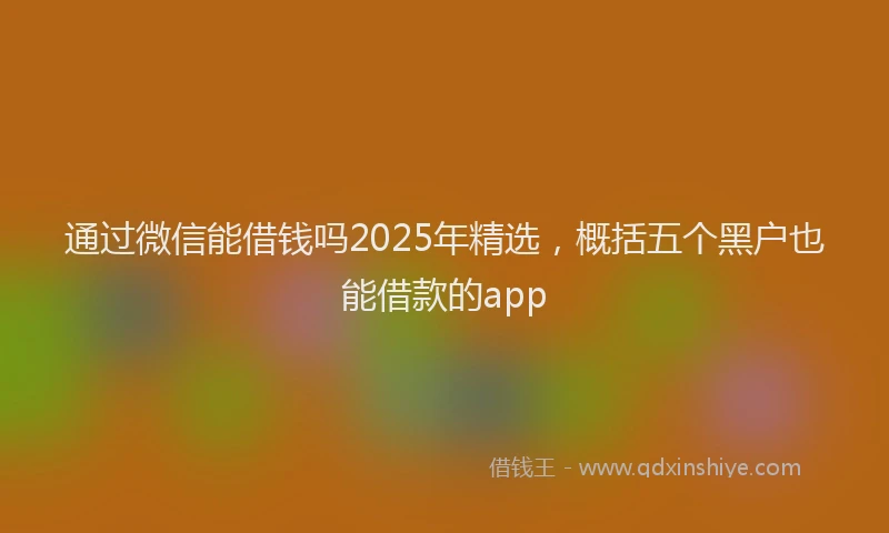 通过微信能借钱吗2025年精选，概括五个黑户也能借款的app