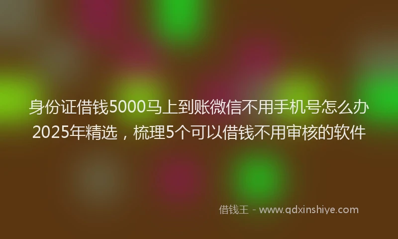 身份证借钱5000马上到账微信不用手机号怎么办2025年精选，梳理5个可以借钱不用审核的软件
