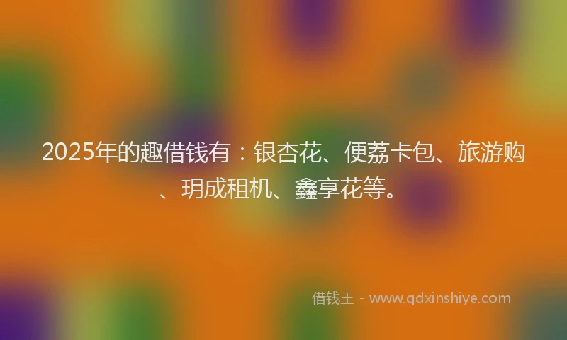2025年的趣借钱有：银杏花、便荔卡包、旅游购、玥成租机、鑫享花等。