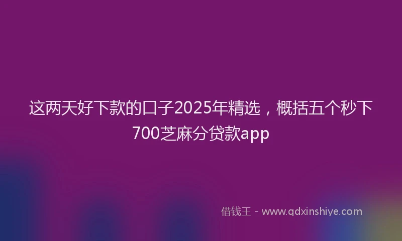 这两天好下款的口子2025年精选，概括五个秒下700芝麻分贷款app