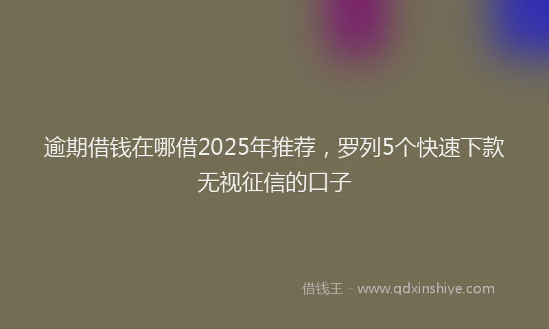逾期借钱在哪借2025年推荐，罗列5个快速下款无视征信的口子