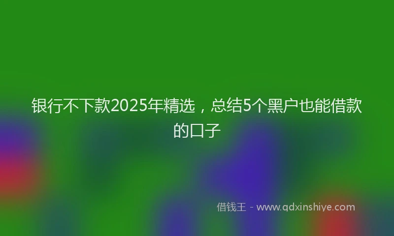 银行不下款2025年精选，总结5个黑户也能借款的口子
