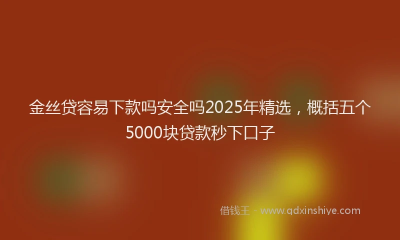 金丝贷容易下款吗安全吗2025年精选，概括五个5000块贷款秒下口子