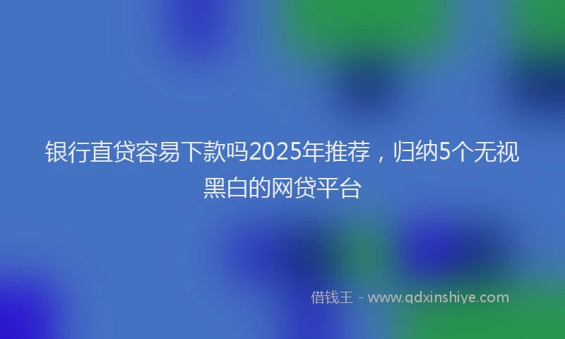 银行直贷容易下款吗2025年推荐，归纳5个无视黑白的网贷平台