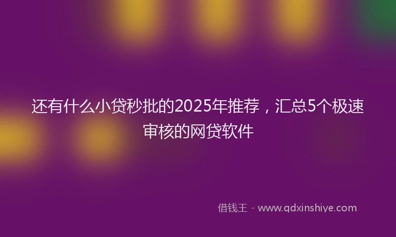 还有什么小贷秒批的2025年推荐，汇总5个极速审核的网贷软件