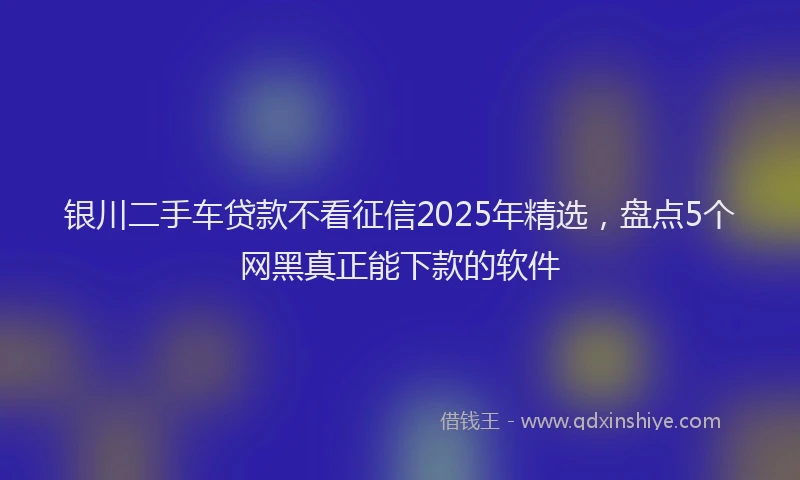 银川二手车贷款不看征信2025年精选，盘点5个网黑真正能下款的软件
