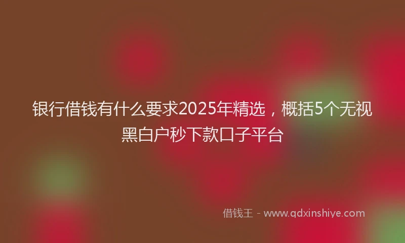银行借钱有什么要求2025年精选，概括5个无视黑白户秒下款口子平台