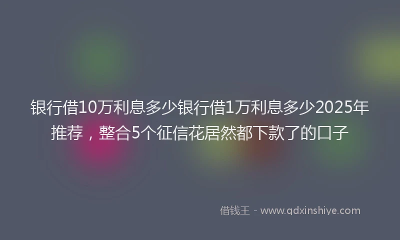 银行借10万利息多少银行借1万利息多少2025年推荐，整合5个征信花居然都下款了的口子