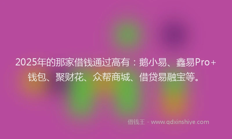 2025年的那家借钱通过高有：鹅小易、鑫易Pro+钱包、聚财花、众帮商城、借贷易融宝等。