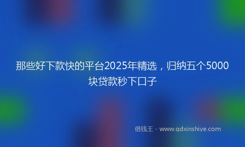 那些好下款快的平台2025年精选，归纳五个5000块贷款秒下口子