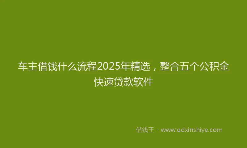 车主借钱什么流程2025年精选，整合五个公积金快速贷款软件