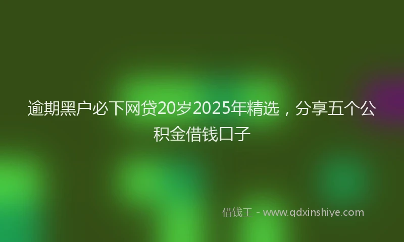 逾期黑户必下网贷20岁2025年精选，分享五个公积金借钱口子
