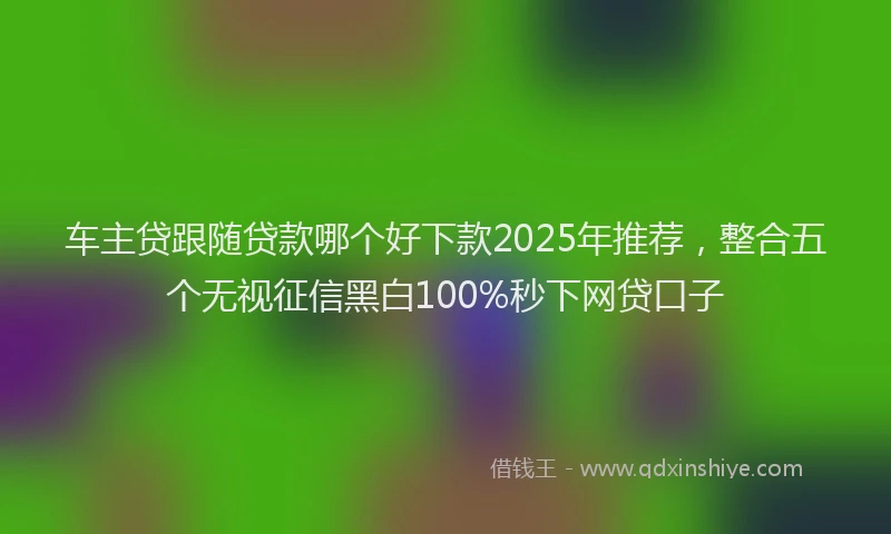 车主贷跟随贷款哪个好下款2025年推荐，整合五个无视征信黑白100%秒下网贷口子