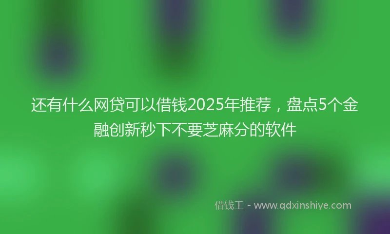 还有什么网贷可以借钱2025年推荐，盘点5个金融创新秒下不要芝麻分的软件