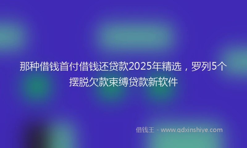 那种借钱首付借钱还贷款2025年精选，罗列5个摆脱欠款束缚贷款新软件