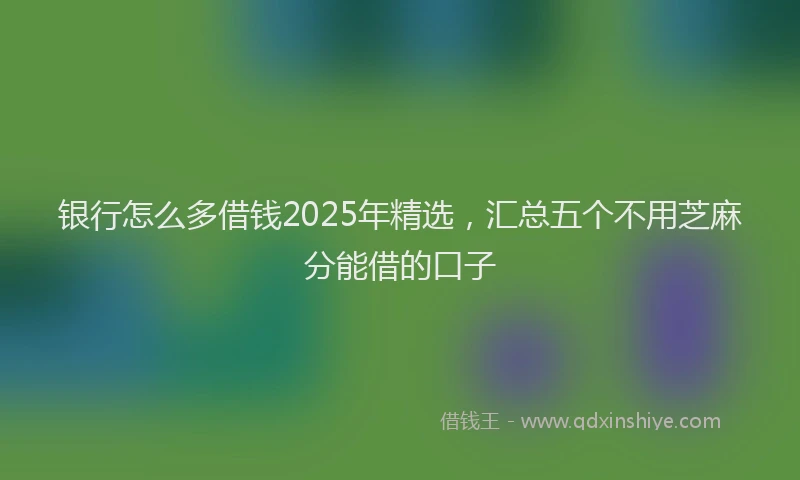 银行怎么多借钱2025年精选，汇总五个不用芝麻分能借的口子