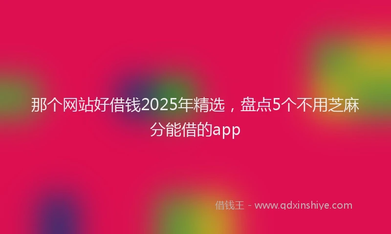 那个网站好借钱2025年精选，盘点5个不用芝麻分能借的app
